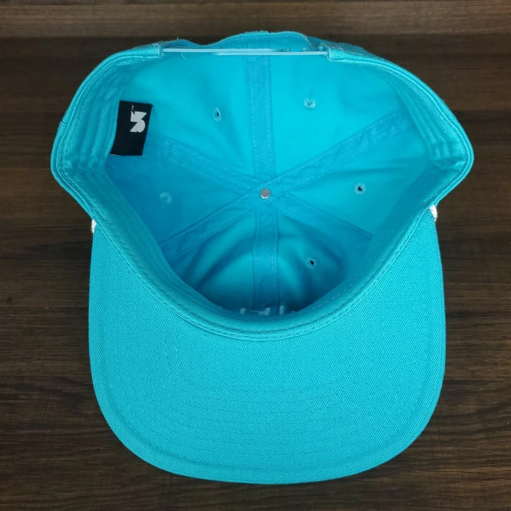 Chillin Snapback Rope Hat Cap Stash Pocket on Side Panel‎ Cyan Blue White New